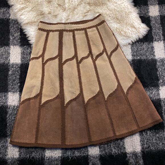 Vintage 70s young east brown suede a line skirt 13/14 - Picture 5 of 16